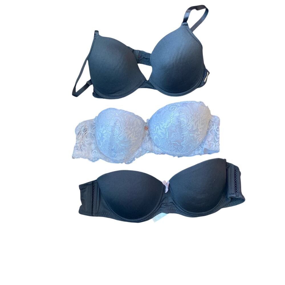 Three-Piece Women’s Bra Bundle — Black & White Lace Styles